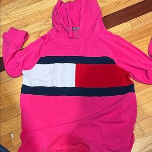 Tommy Hilfiger Pink Hoodie with Bold Stripes